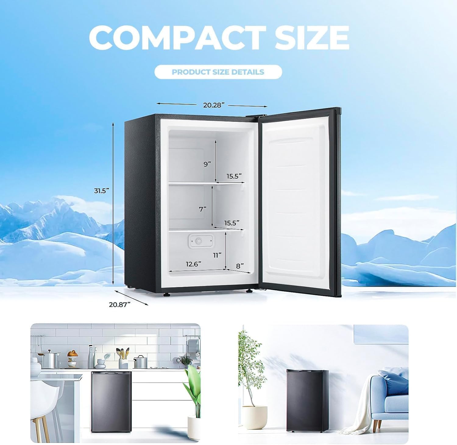 Kismile Retro Mini Fridge with Freezer F6891 - Kismile