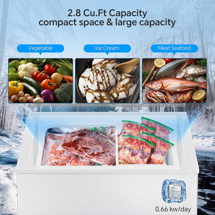 Kismile 3.2 Cubic Feet Chest Freezer with Removable Basket D5880 - Kismile