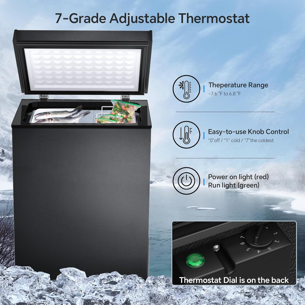 Kismile 3.2 Cubic Feet Chest Freezer with Removable Basket D5880 - Kismile