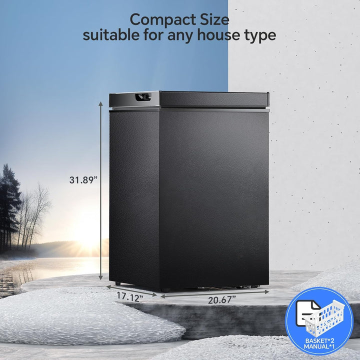 Kismile 3.2 Cubic Feet Chest Freezer with Removable Basket D5880 - Kismile