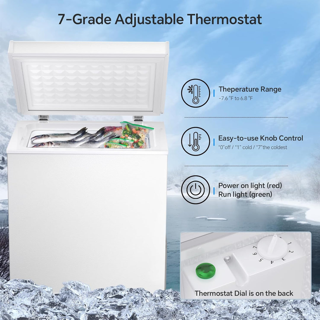 Kismile 3.2 Cubic Feet Chest Freezer with Removable Basket D5880 - Kismile