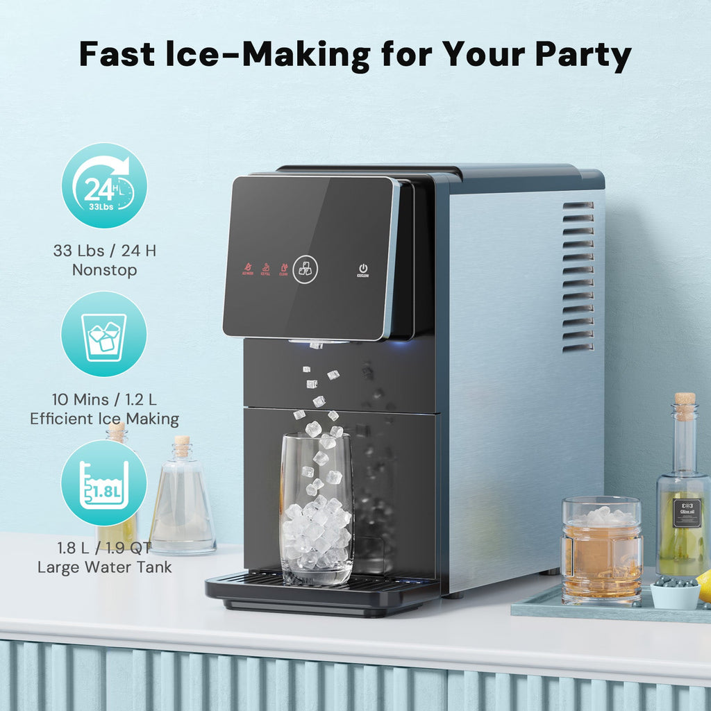 Kismile 33lbs Countertop Nugget Ice Maker 58015RIM0-BLACK - Kismile