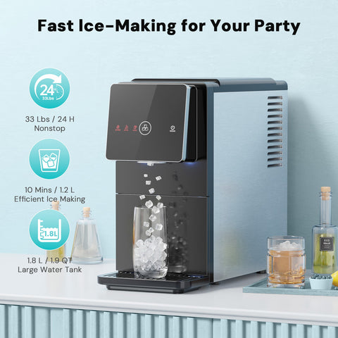 Kismile 33lbs Countertop Nugget Ice Maker 58015RIM0-BLACK - Kismile