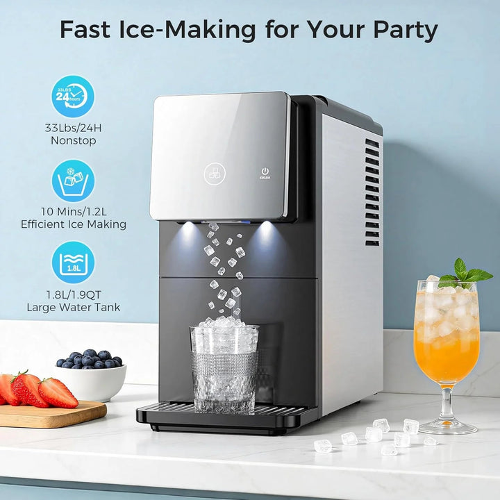 Kismile 33lbs Countertop Nugget Ice Maker 58015RIM0 - BLACK - Kismile