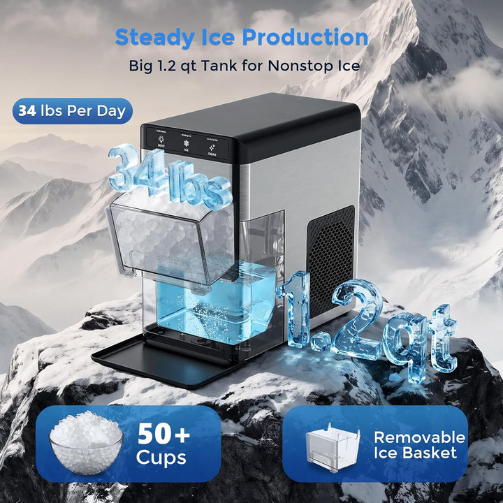 Kismile 34 lbs/24H Countertop Nugget Ice Maker Z3424SN - Kismile