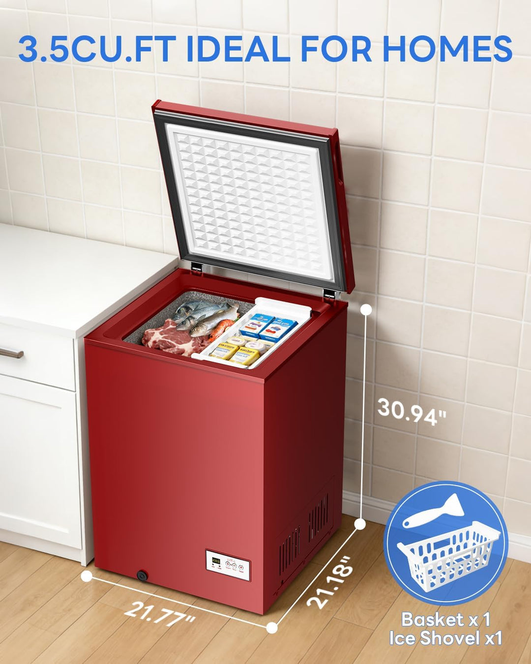 Kismile 3.5 Cu. Ft Chest Freezer 58090RFR0 - Kismile