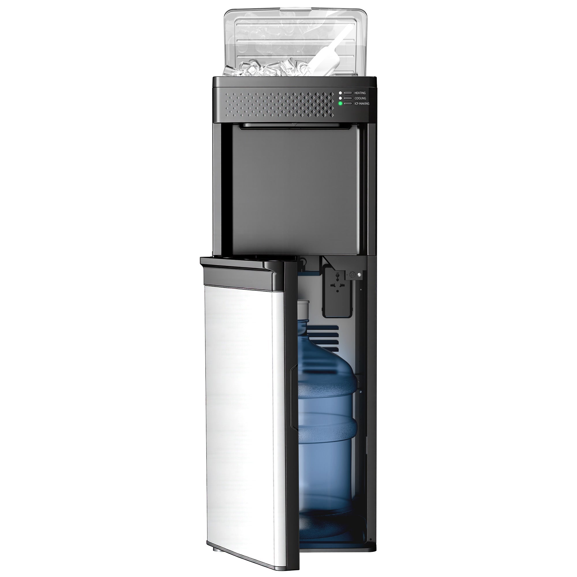 Kismile 4-in-1 Water Dispenser with Ice Maker, Bottom-Loading Water Cooler Hot and Cold, 33 lbs per Day Ice Production WD5815A-BLACK - Kismile