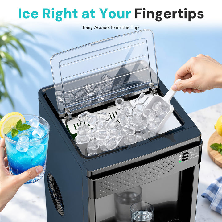 Kismile 4-in-1 Water Dispenser with Ice Maker, Bottom-Loading Water Cooler Hot and Cold, 33 lbs per Day Ice Production WD5815A-BLACK - Kismile