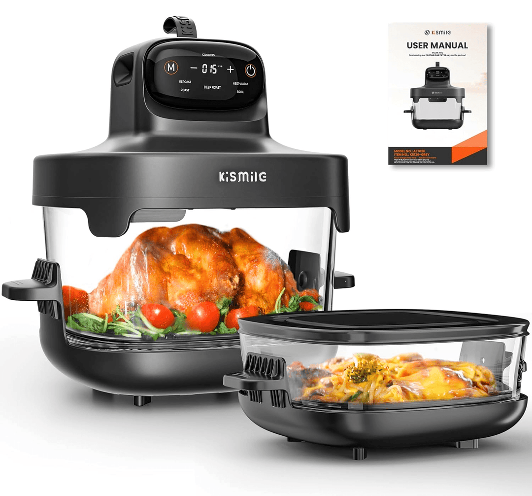 Kismile 5 - in - 1 Portable Glass Air Fryer Cooking System Sage - Kismile