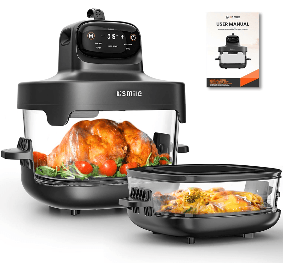 Kismile 5 - in - 1 Portable Glass Air Fryer Cooking System Sage - Kismile