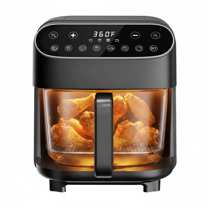 Kismile 5 Quart Glass Air Fryer, Non-Toxic PTFE-Free with 360° Visible Bowl, 8 Presets 12420KAF0 - Kismile