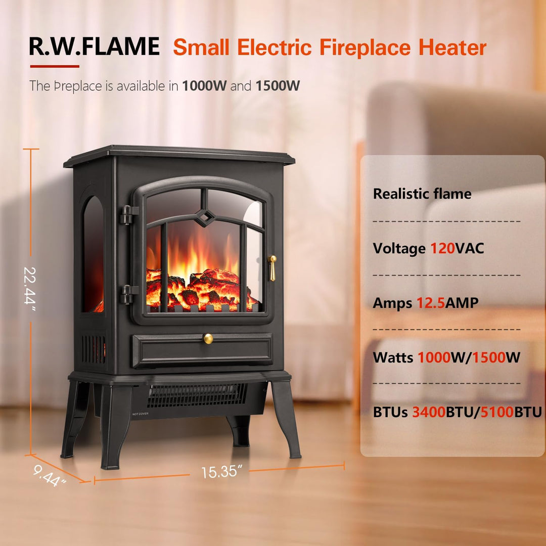 Electric Fireplace Stove Heater with Thermostat Control 520232