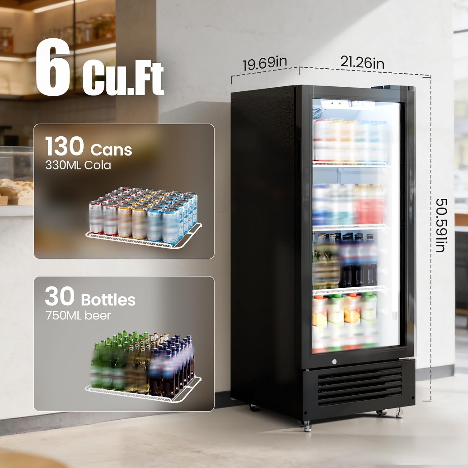 Lockerrs With Code Kismile 6 Cu. Ft. Commercial Beverage Refrigerator with Glass Door ...