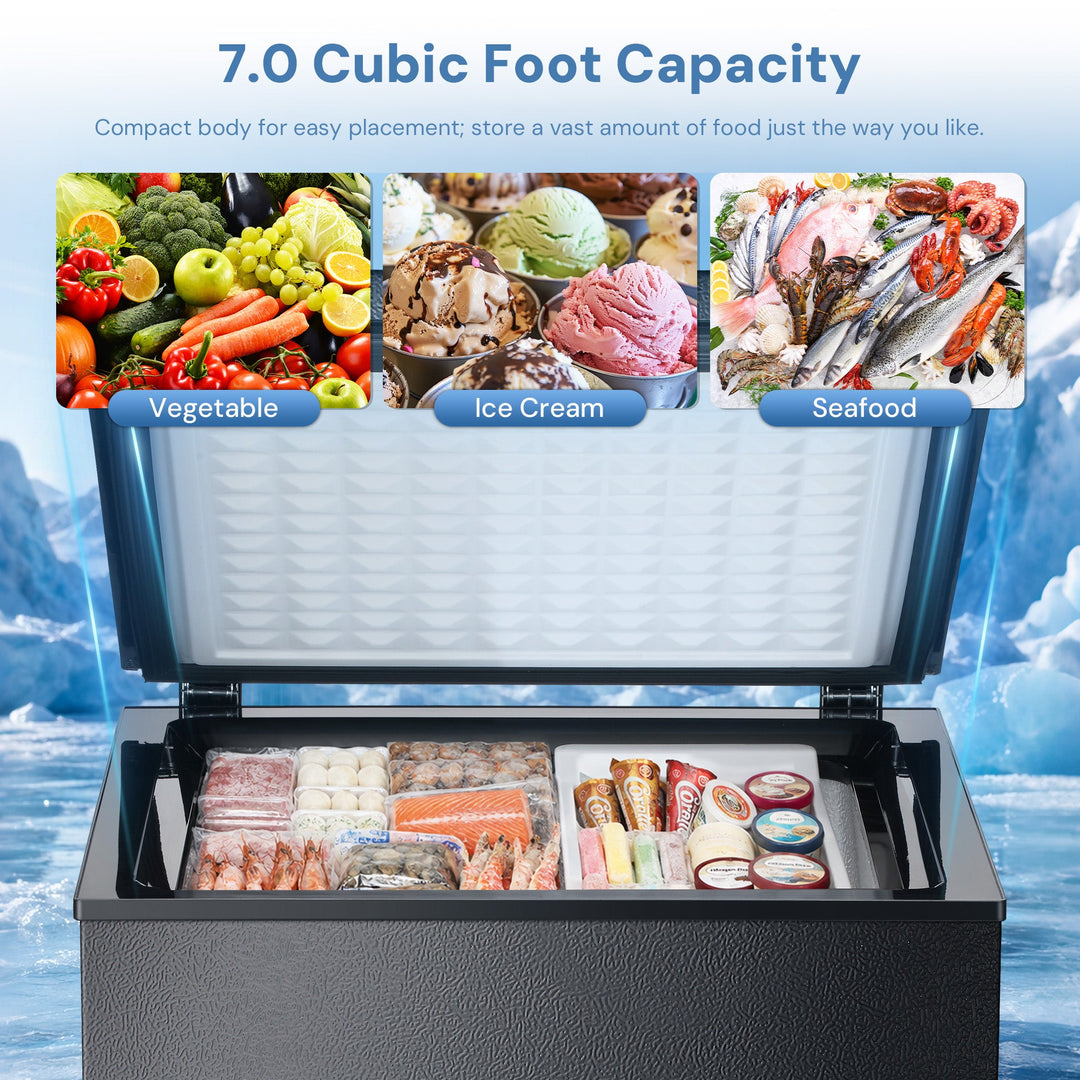 Kismile 7.0/3.5 Cubic Feet Chest Freezer with Removable Basket Free Standing - Kismile