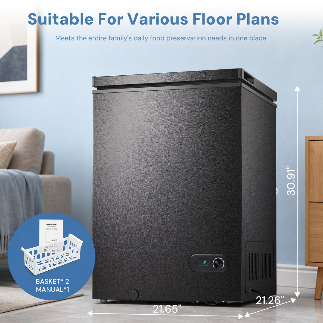 Kismile 7.0/3.5 Cubic Feet Chest Freezer with Removable Basket Free Standing - Kismile