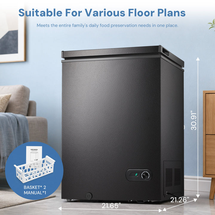 Kismile 7.0/3.5 Cubic Feet Chest Freezer with Removable Basket Free Standing - Kismile