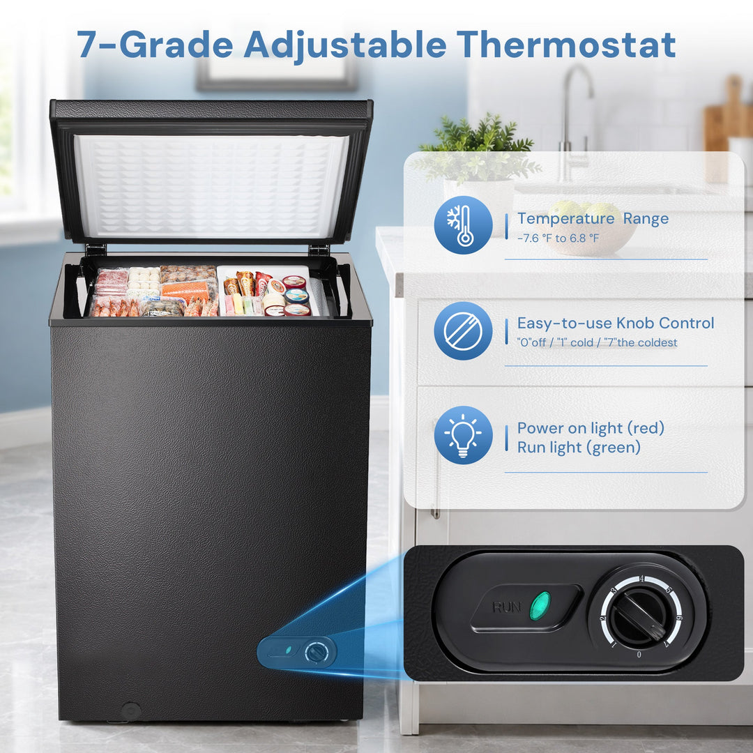 Kismile 7.0/3.5 Cubic Feet Chest Freezer with Removable Basket Free Standing - Kismile