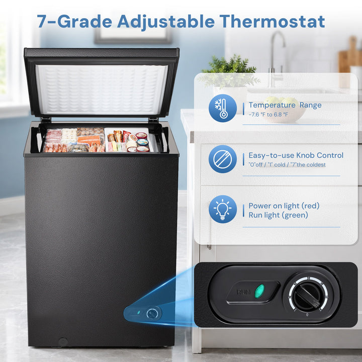 Kismile 7.0/3.5 Cubic Feet Chest Freezer with Removable Basket Free Standing - Kismile