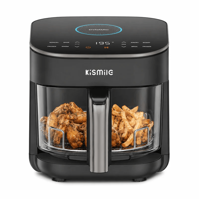 Kismile 8-in-1 AeroLucen 5 QT Glass Air Fryer , Non-Toxic PTFE-Free with 360° Visible Bowl, 8 Presets - Kismile
