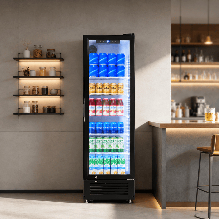 Kismile 8.3 Cu. Ft. Freestanding Wine & Beverage Refrigerator with Glass Door, LED Lighting & Adjustable Shelves - Kismile