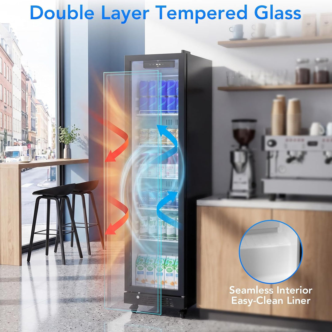 Kismile 8.3 Cu. Ft. Freestanding Wine & Beverage Refrigerator with Glass Door, LED Lighting & Adjustable Shelves - Kismile