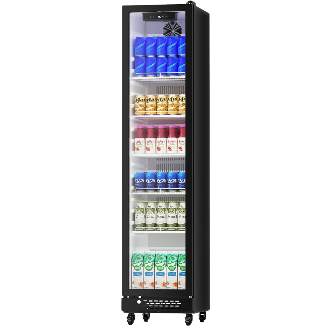 Kismile 8.3 Cu. Ft. Freestanding Wine & Beverage Refrigerator with Glass Door, LED Lighting & Adjustable Shelves - Kismile