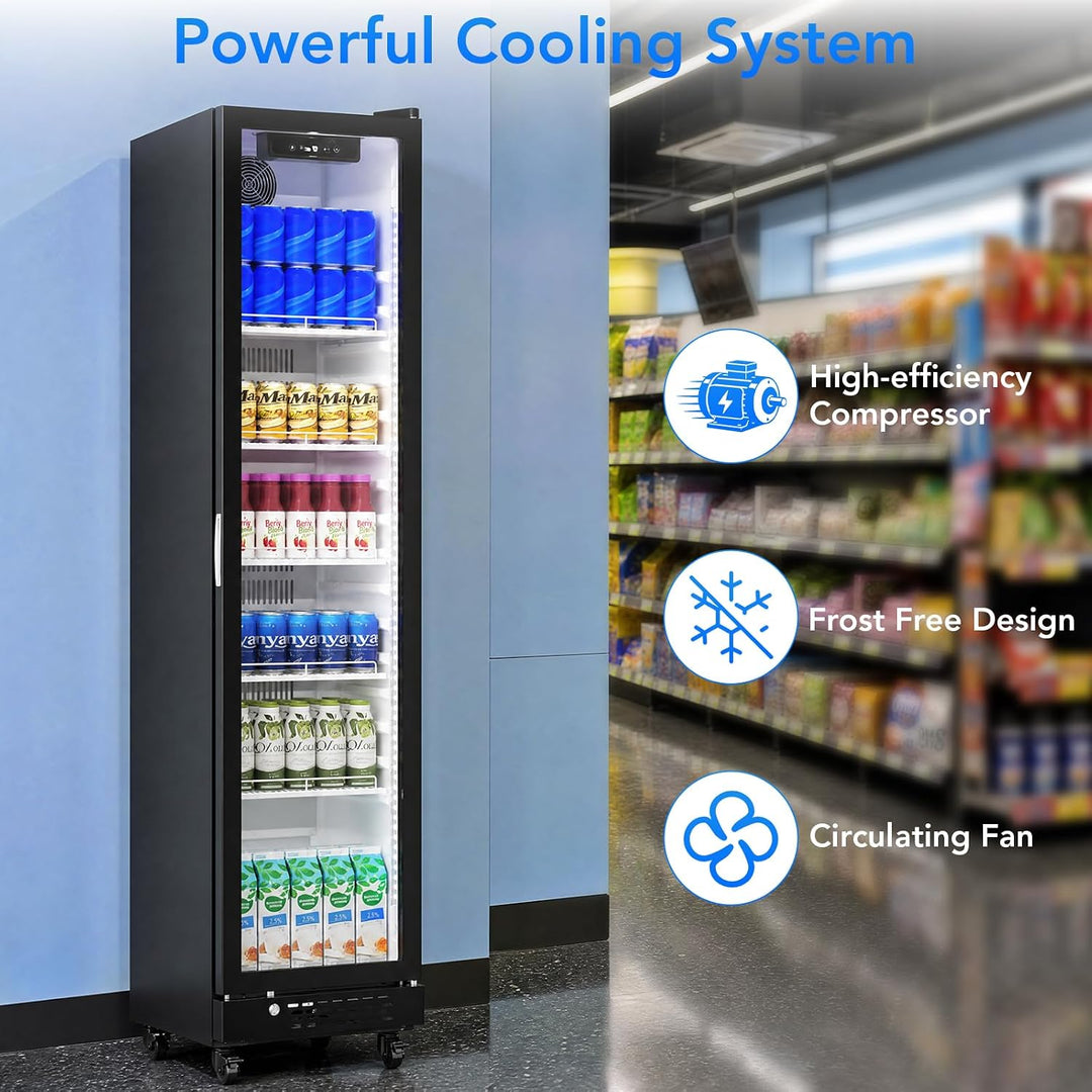 Kismile 8.3 Cu. Ft. Freestanding Wine & Beverage Refrigerator with Glass Door, LED Lighting & Adjustable Shelves - Kismile