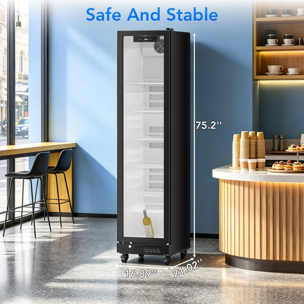 Kismile 8.3 Cu. Ft. Freestanding Wine & Beverage Refrigerator with Glass Door, LED Lighting & Adjustable Shelves - Kismile
