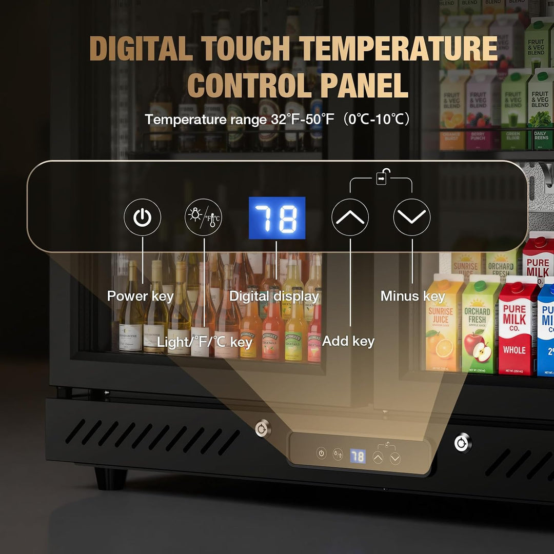 Kismile Built-In & Freestanding 6.5 Cu. Ft. Wine & Beverage Refrigerator with Double Glass Doors & LED Lighting - Kismile