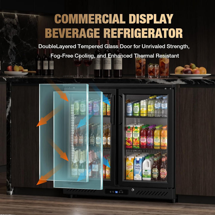 Kismile Built-In & Freestanding 6.5 Cu. Ft. Wine & Beverage Refrigerator with Double Glass Doors & LED Lighting - Kismile