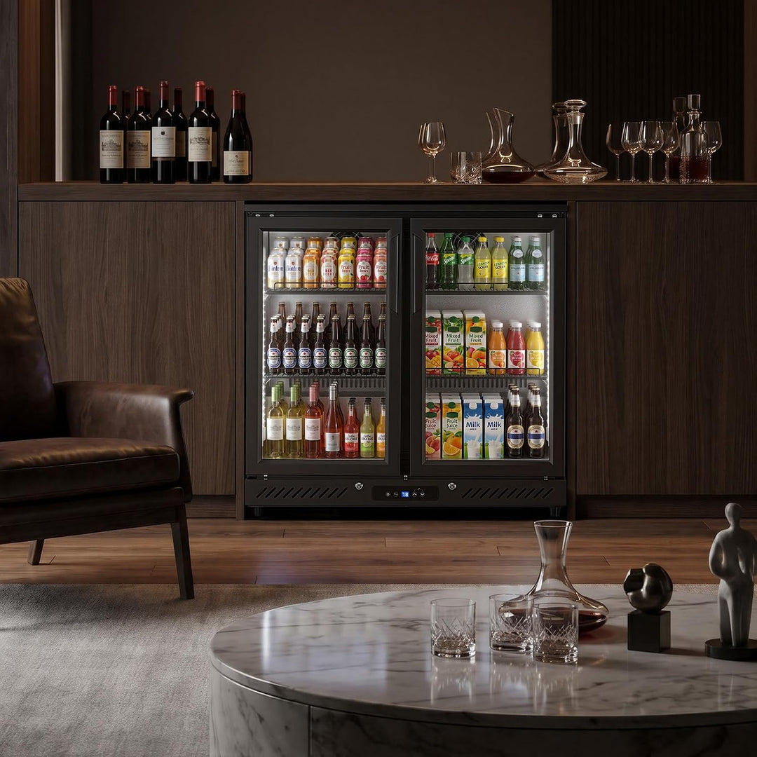 Kismile Built-In & Freestanding 6.5 Cu. Ft. Wine & Beverage Refrigerator with Double Glass Doors & LED Lighting - Kismile