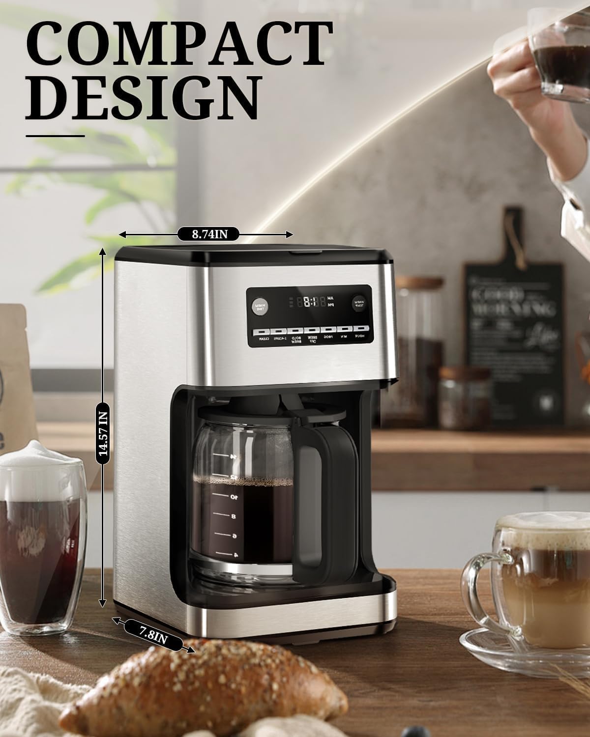 Kismile Coffee Maker with Reusable Filter Keep Hot Plate Auto Pause Small Coffee Machines with Large Coffee Kismile