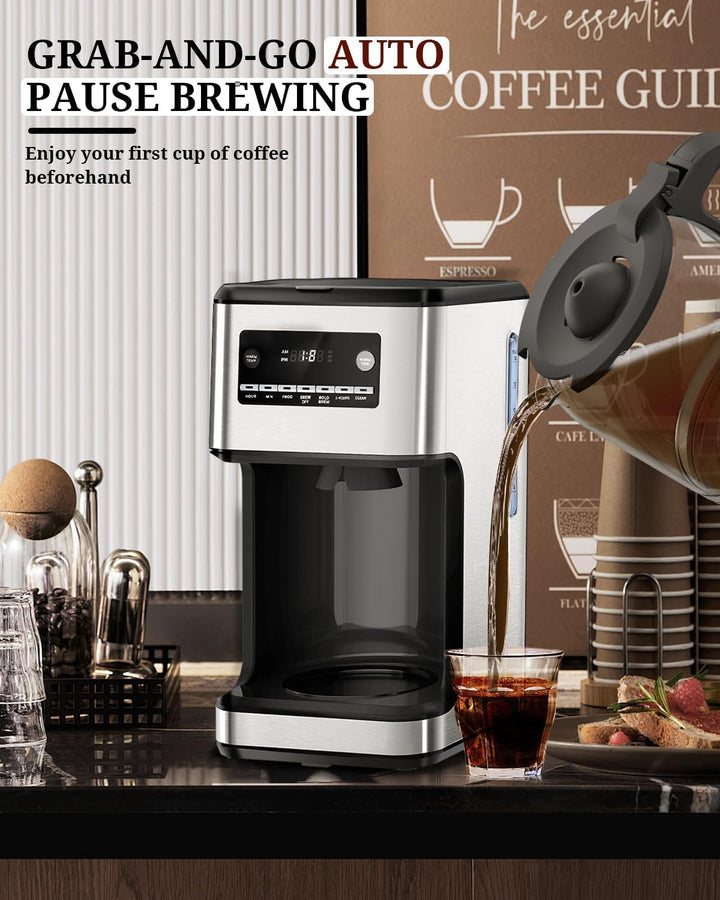 Kismile Coffee Maker, Programmable Drip Coffee Makers ,Timer, Self - cleaning,Stainless Steel - Kismile