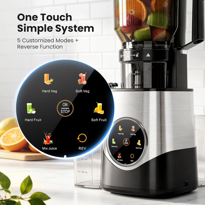Kismile Cold Press Juicer with 6.1" Extra Large Feed Chute JU27922-STEEL - Kismile