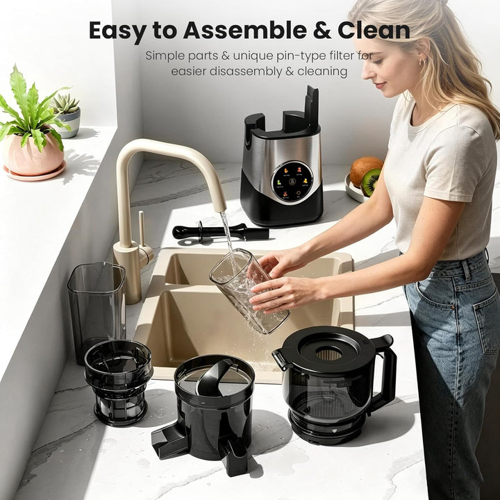Kismile Cold Press Juicer with 6.1" Extra Large Feed Chute JU27922-STEEL - Kismile