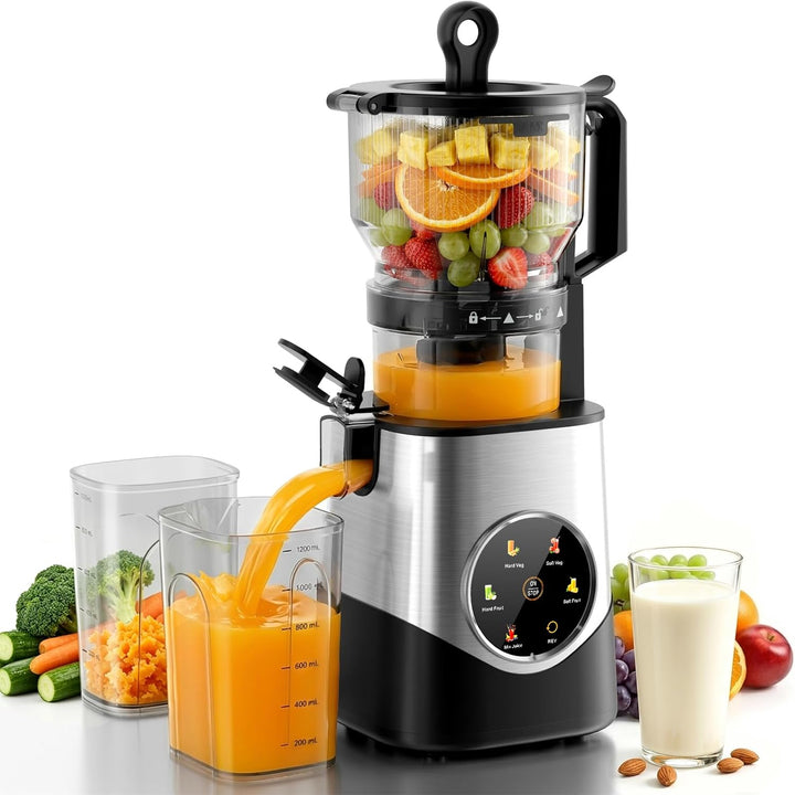 Kismile Cold Press Juicer with 6.1" Extra Large Feed Chute JU27922-STEEL - Kismile
