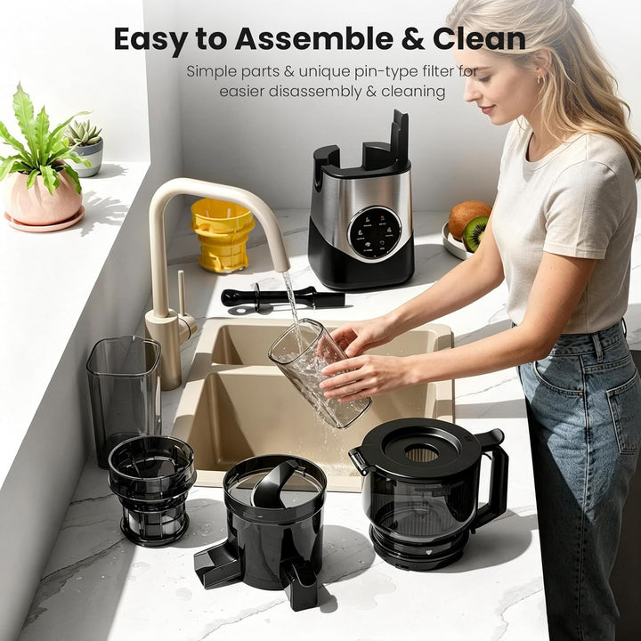 Kismile Cold Press Juicer with 6.1" Extra Large Feed Chute JU27922-STEEL - Kismile