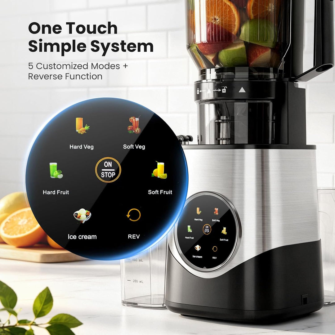 Kismile Cold Press Juicer with 6.1" Extra Large Feed Chute JU27922-STEEL - Kismile