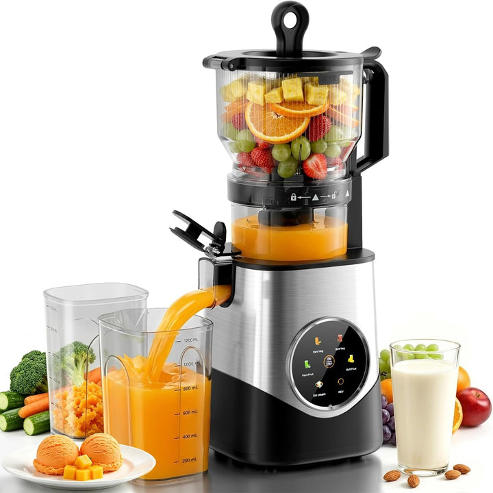 Kismile Cold Press Juicer with 6.1" Extra Large Feed Chute JU27922-STEEL - Kismile