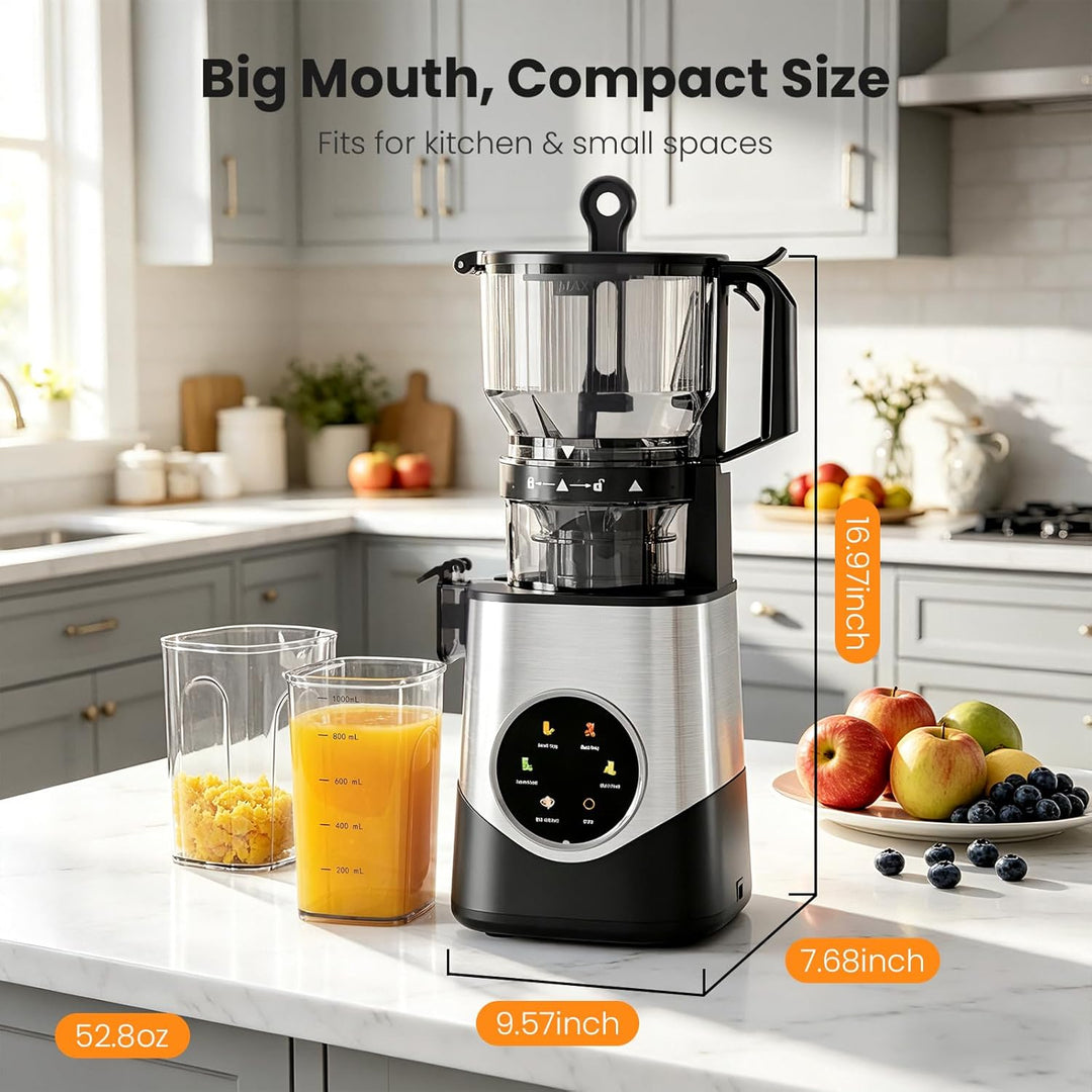 Kismile Cold Press Juicer with 6.1" Extra Large Feed Chute JU27922-STEEL - Kismile