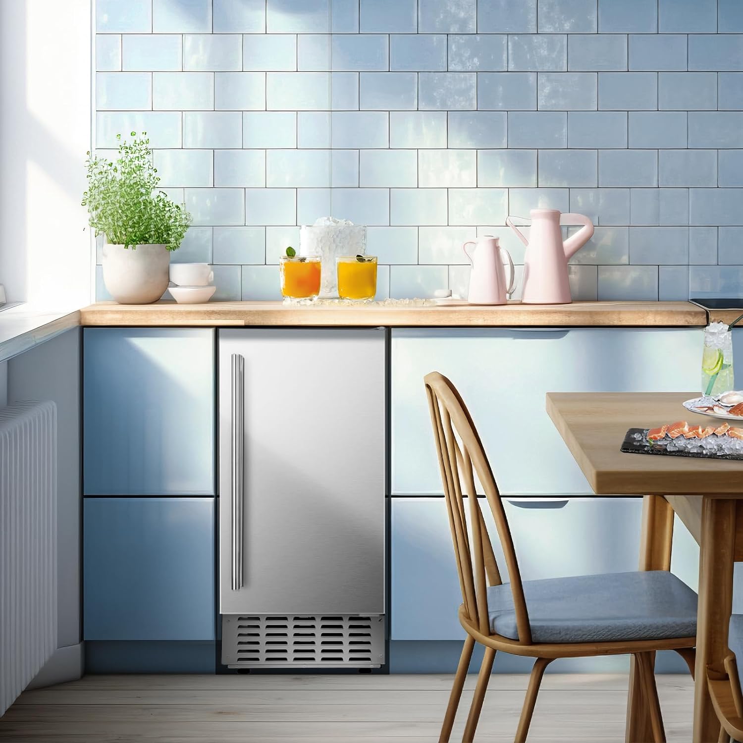 Kismile Commercial Under Counter Nugget Ice Maker Machine,66Lbs/Day