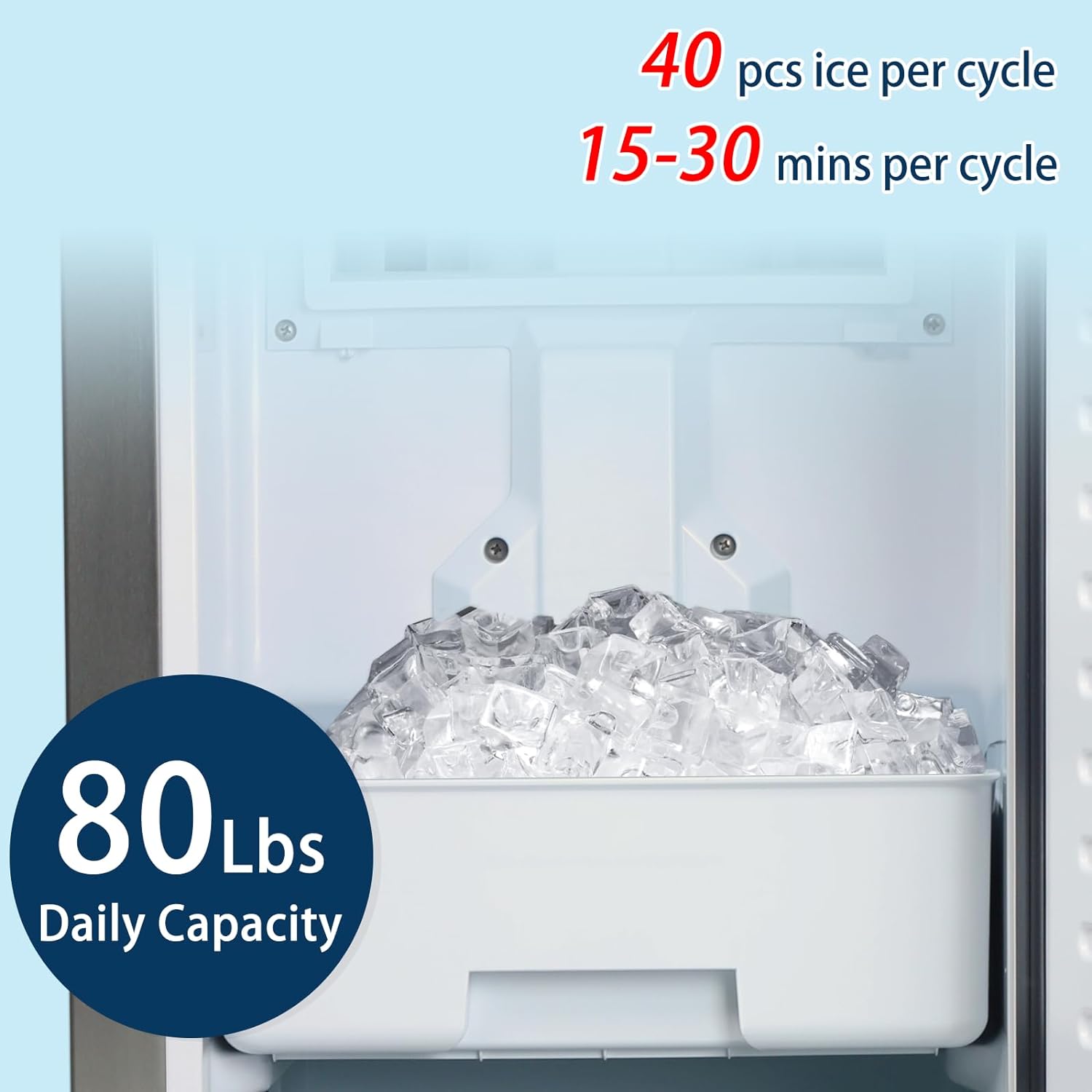 Kismile Commercial Under Counter Nugget Ice Maker Machine,66Lbs/Day