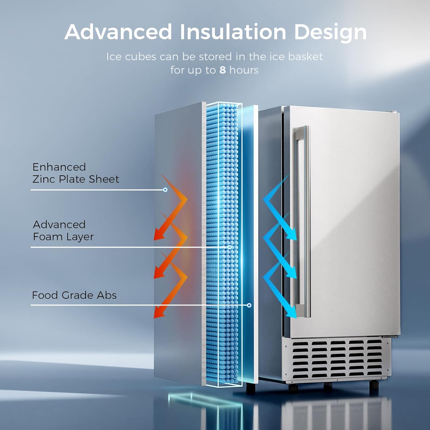Kismile Commercial Under Counter Nugget Ice Maker Machine,66Lbs/Day