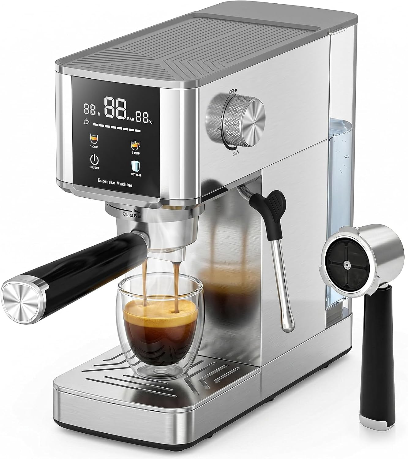 Kismile Espresso Machine 20 Bar, with Milk Frother Steam Wand