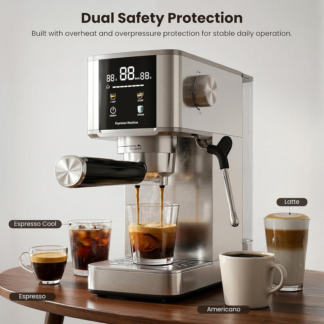 Kismile Espresso Coffee Maker Machine 20 Bar, with Milk Frother Steam Wand CM8032 - Kismile