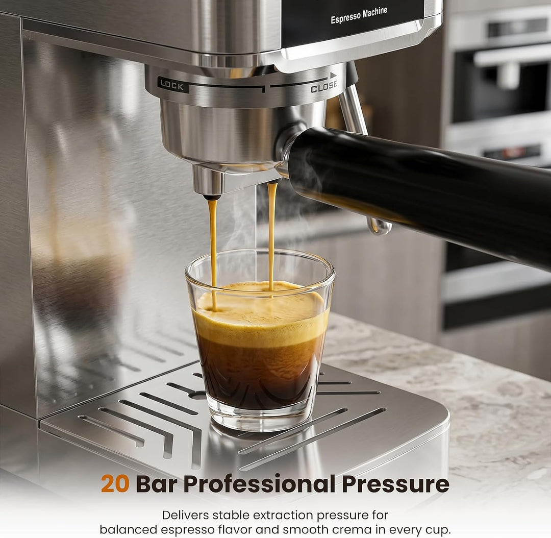 Kismile Espresso Coffee Maker Machine 20 Bar, with Milk Frother Steam Wand CM8032 - Kismile