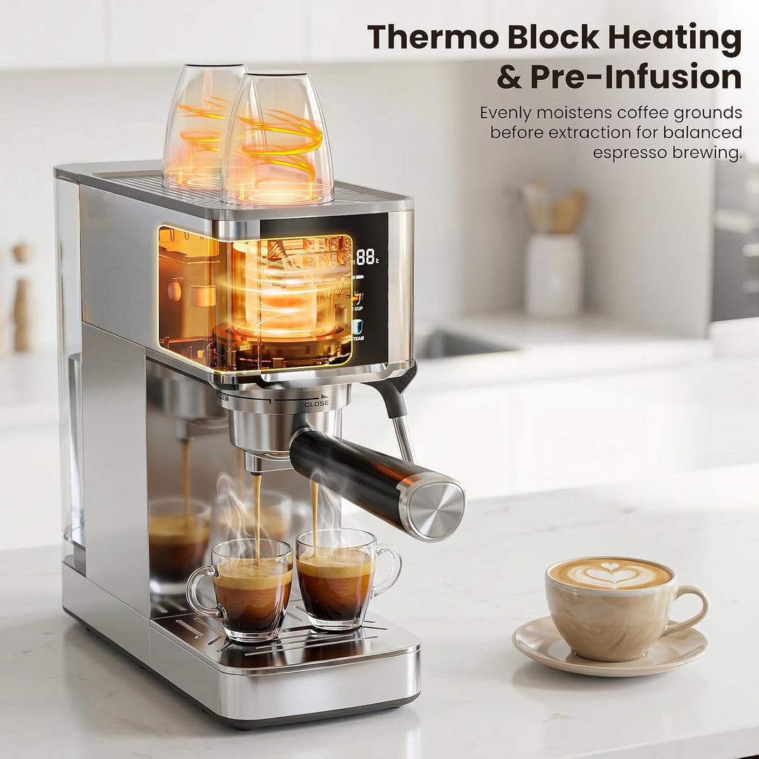 Kismile Espresso Coffee Maker Machine 20 Bar, with Milk Frother Steam Wand CM8032 - Kismile