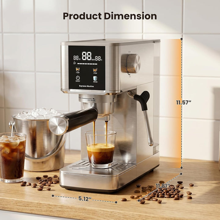 Kismile Espresso Coffee Maker Machine 20 Bar, with Milk Frother Steam Wand CM8032 - Kismile