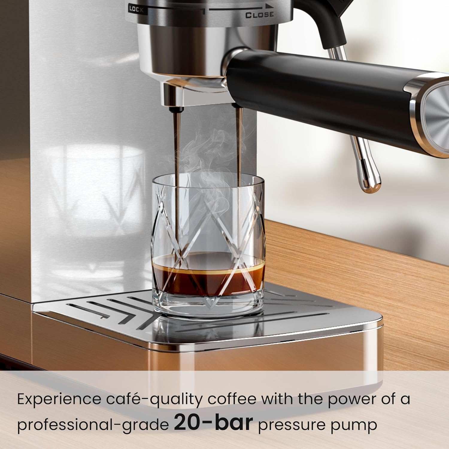 Kismile Espresso Machine 20 Bar, with Milk Frother Steam Wand