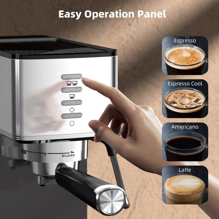 Kismile Espresso Machine 20 Bar, with Milk Frother Steam Wand CM8032 - Kismile